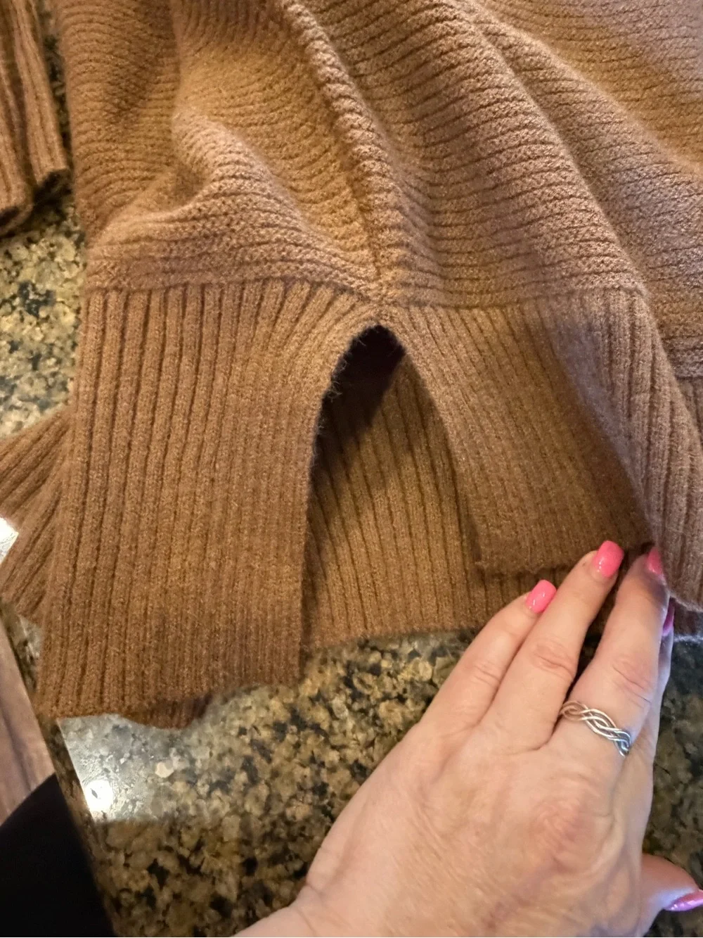Brown Turtleneck Ribbed Sweater soft winter Medium casual dressy